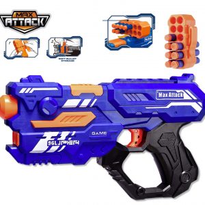 Όπλο (max attack) μήκους 26εκατ. με 12τμχ μαλακές αφρώδεις σφαίρες και θήκη