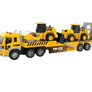 Νταλίκα friction μπαταρίας πλατφόρμα μεταφοράς 2 δομικών μηχανημάτων κλίμακας 1:16 μήκους 49εκ με 4 διαφορετικά κουμπιά για ήχο και φως