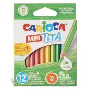 Ξυλομπογιές Carioca 12 χρωμάτων (1/2 κοντές) μήκους 9 εκ. εξάγωνες