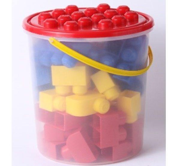 Κουβάς με πλαστικά τουβλάκια κατασκευών Super Blocks, σε unisex χρώματα