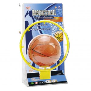 Κρεμαστό μπασκετάκι με διάμετρο στεφανιού 23εκ. με μπάλα και διχτάκι