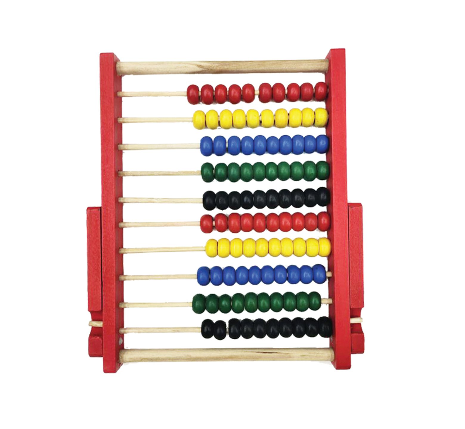 Αριθμητήριο όρθιο με βάση ξύλινο με 10 στήλες από 10 μπίλιες σε 4 διαφορετικά χρώματα