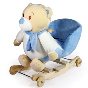 Κουνιστό σιελ αρκουδάκι Winnie με καθισματάκι  με ζώνη ασφαλείας, ήχο και ρόδες