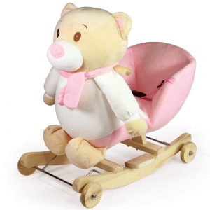 Κουνιστό ροζ αρκουδάκι Winnie με καθισματάκι  με ζώνη ασφαλείας, ήχο και ρόδες