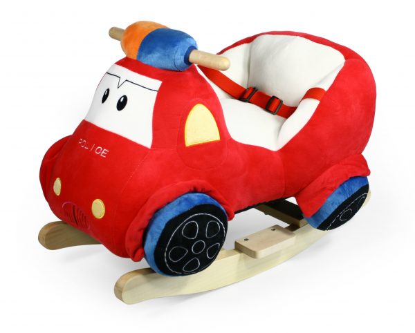 Κουνιστό κόκκινο αυτοκινητάκι πυροσβεστικής με καθισματάκι με ζώνη ασφαλείας και ήχους.