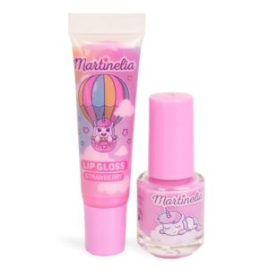 σετ που περιλαμβάνει ένα lip gloss σε υγρή μορφή και ένα ροζ υδατοδιαλυτό βερνίκι