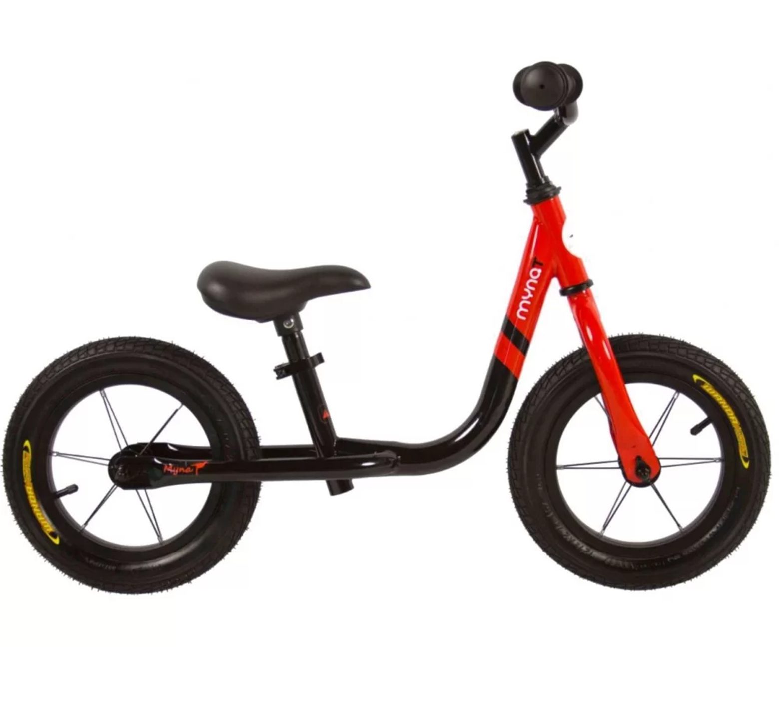 Ποδήλατο ισορροπίας Mynat με δερμάτινη σέλα μαύρο κόκκινο