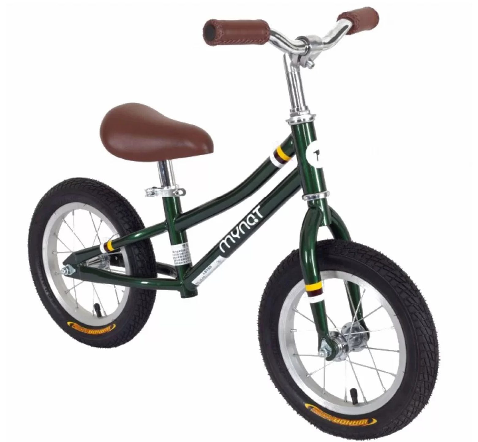 Ποδήλατο ισορροπίας Mynat vintage με δερμάτινη σέλα και χειρολαβές πράσινο