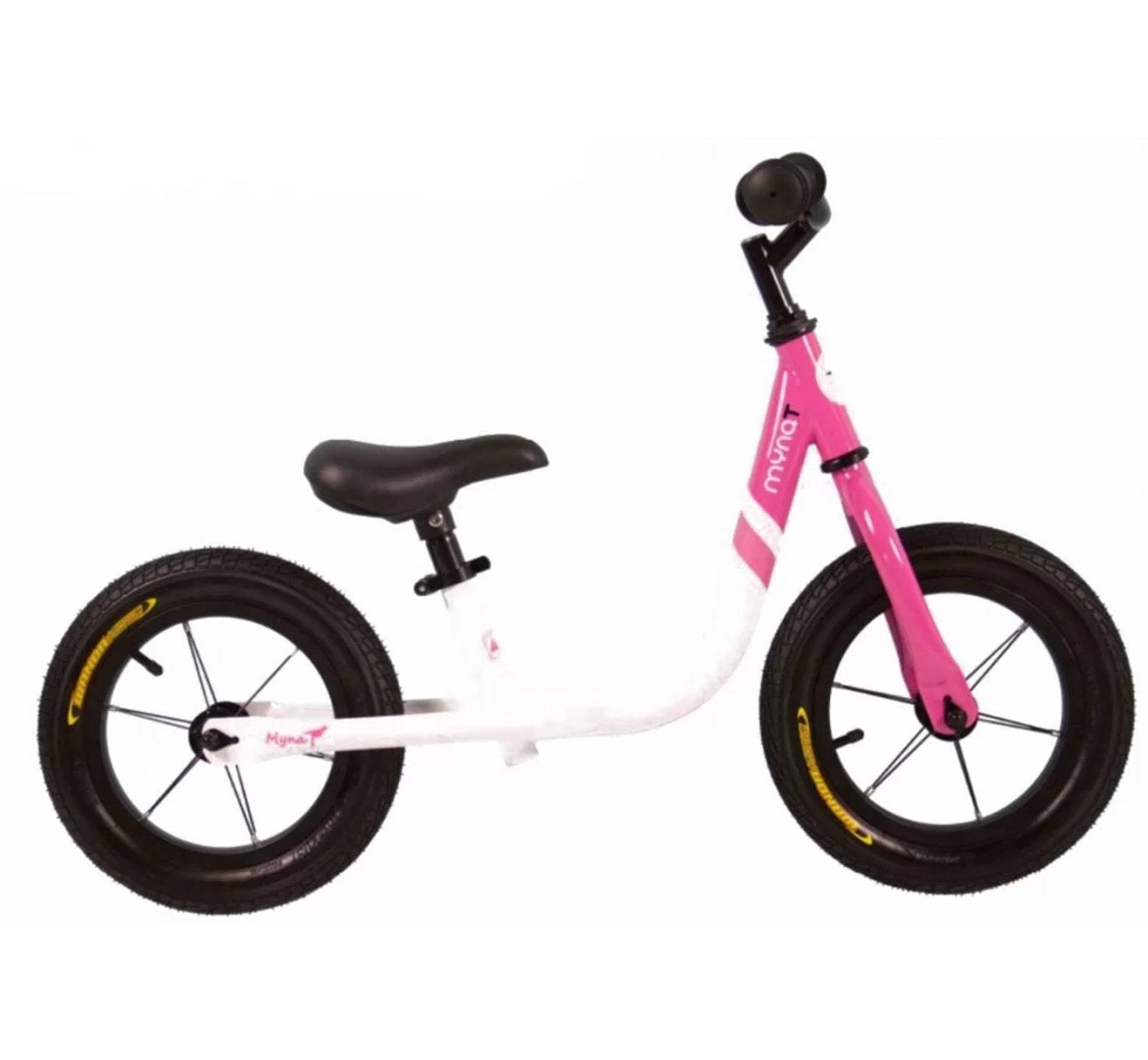 Ποδήλατο ισορροπίας Mynat με δερμάτινη σέλα άσπρο ροζ