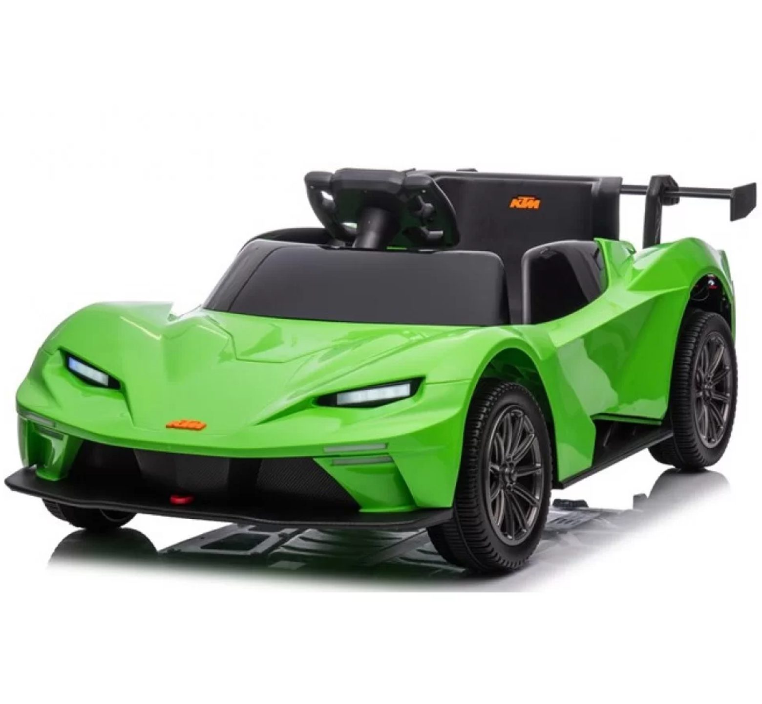 Ηλεκτροκίνητο αυτοκίνητο Licensed KTM 12V με δερμάτινο κάθισμα και ελαστικά τύπου αυτοκινήτου σε πράσινο χρώμα