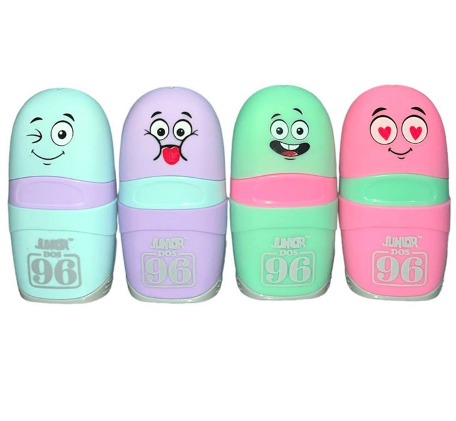 Ξύστρα και γόμα με πολύχρωμα emoji