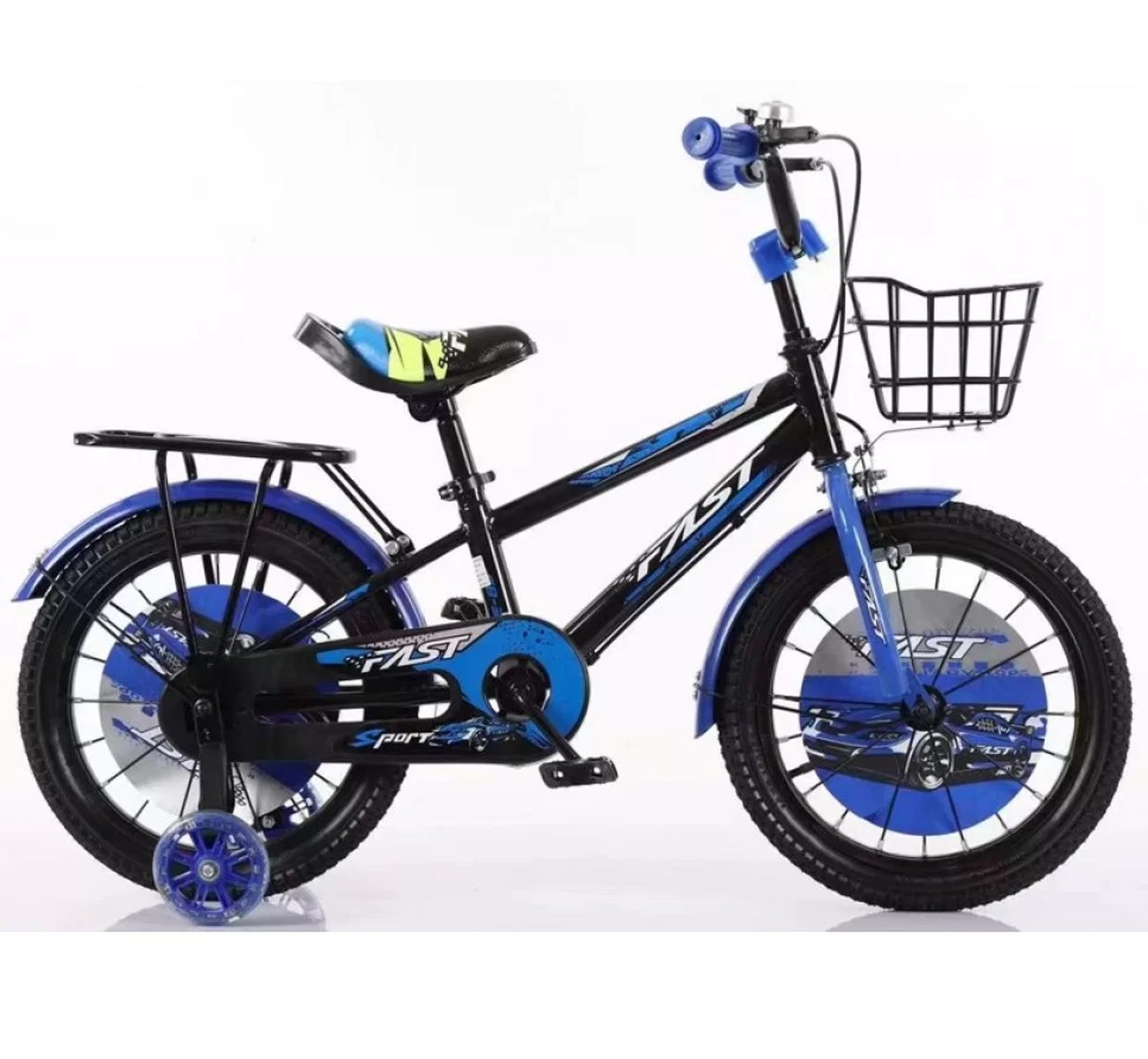 Ποδήλατο Fast Sport 12 - 16 ιντσών με καλάθι και σχάρα σε μαύρο μπλε χρώμα