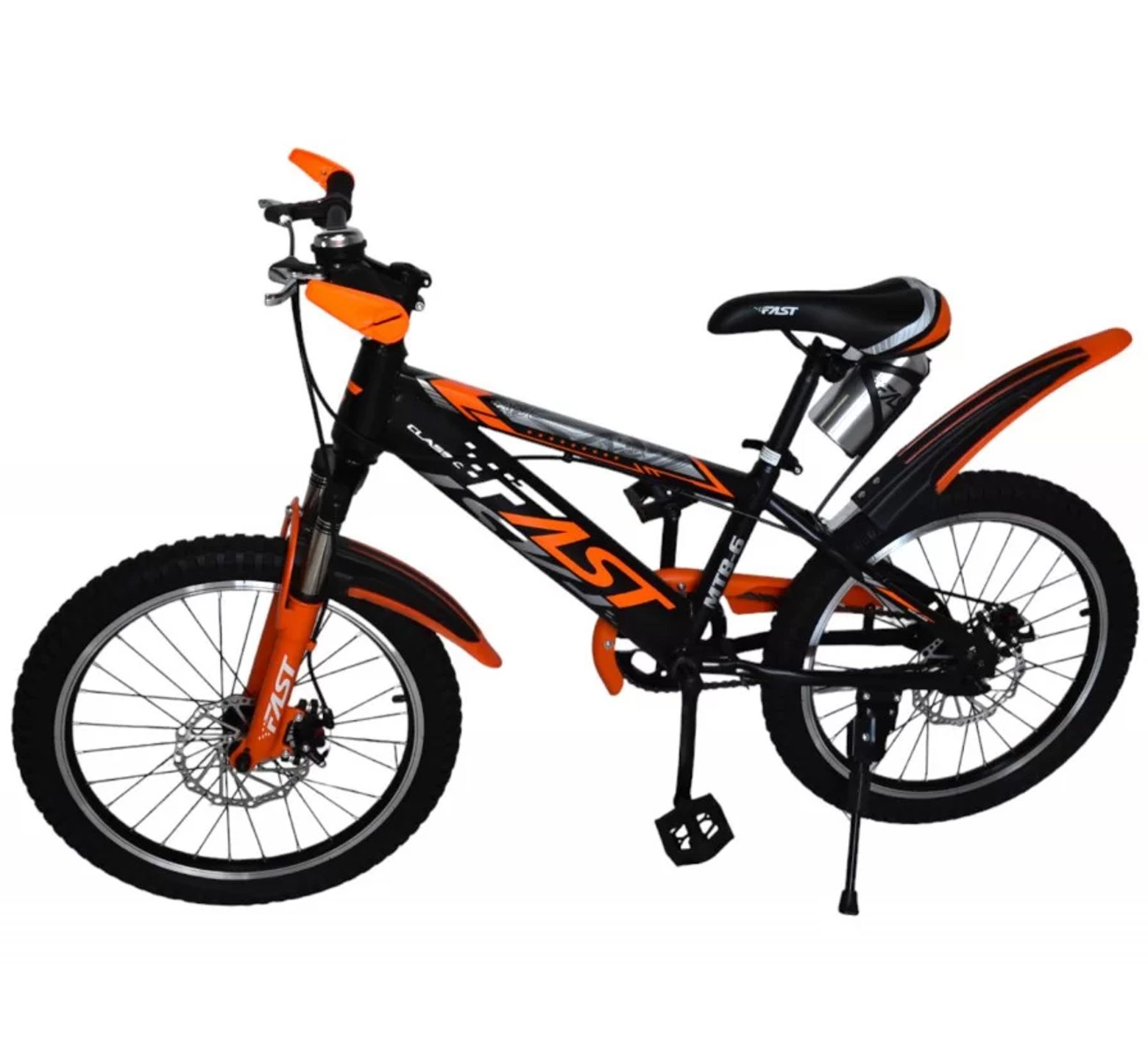 Ποδήλατο mountain 20 ιντσών με ταχύτητες δισκόφρενα και ανάρτηση σε μαύρο πορτοκαλί χρώμα