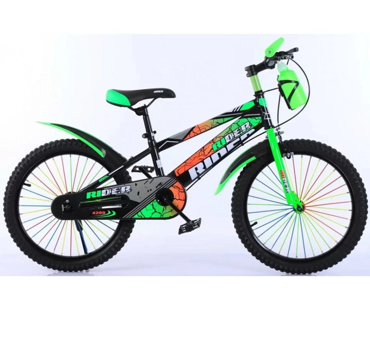 Ποδήλατο Rider 20 ιντσών με παγούρι σε μαύρο πράσινο χρώμα