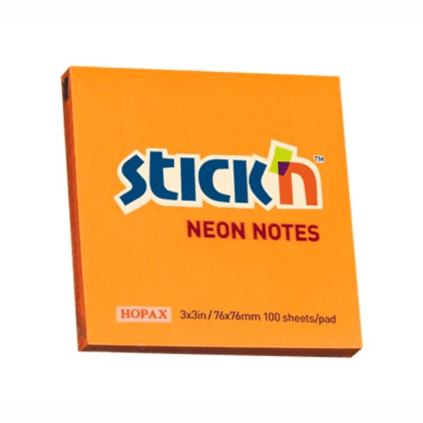 Χαρτάκια πορτοκαλί αυτοκόλλητα stick'n 76 X 76mm 100 φύλλων