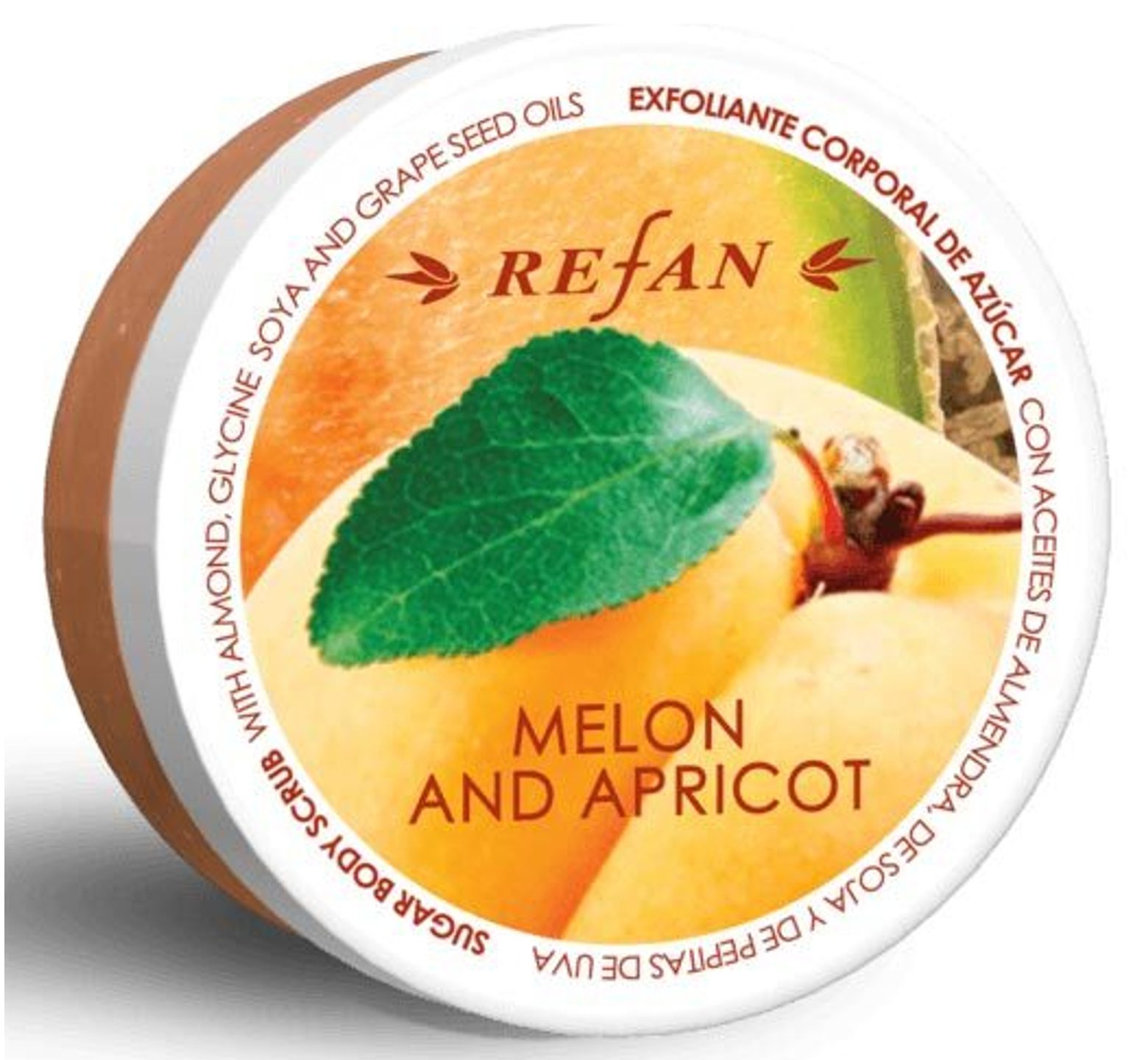 Refan Sugar Scrub Melon & Apricot απολέπιση, αντιμετώπιση κυτταρίτιδας και χαλάρωσης 240gr