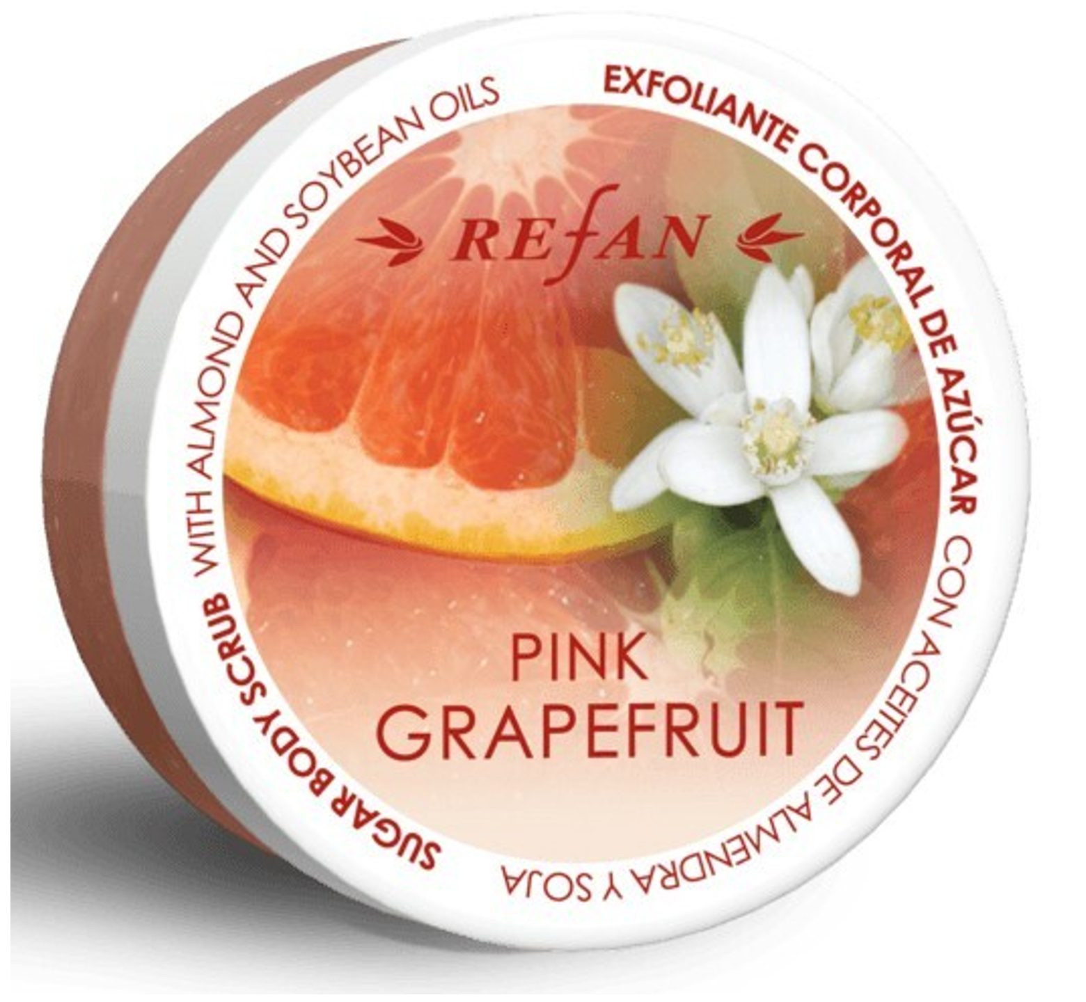 Refan Sugar Scrub Σώματος Pink Grapefruit απολέπιση, αντιμετώπιση κυτταρίτιδας και χαλάρωσης 240gr