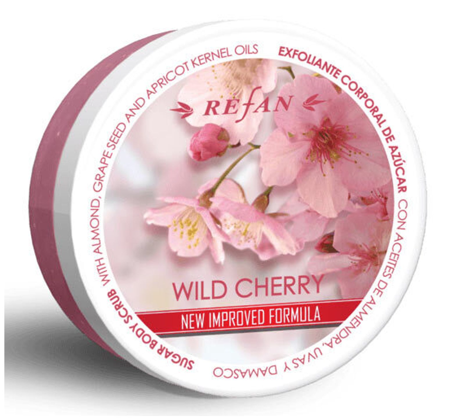 Refan sugar scrub σώματος Wild Cherry απολέπιση, αντιμετώπιση κυτταρίτιδας και χαλάρωσης 240gr