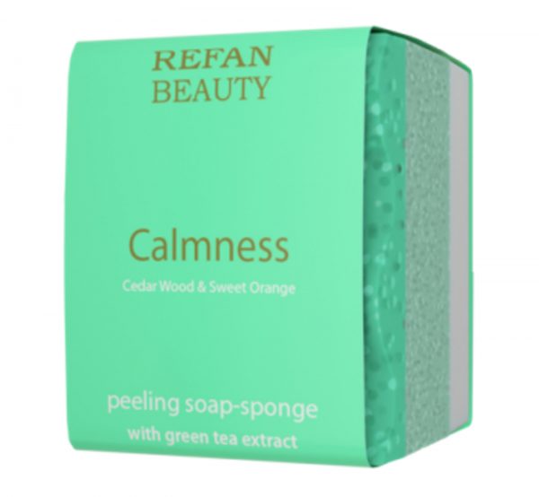 Refan σαπούνι scrub απολέπισης calmness με άρωμα κέδρου, φρέσκων εσπεριδοειδών και μπαχαρικών. Περιέχει εκχύλισμα πράσινου τσαγιού με δροσιστική και αντιοξειδωτική δράση