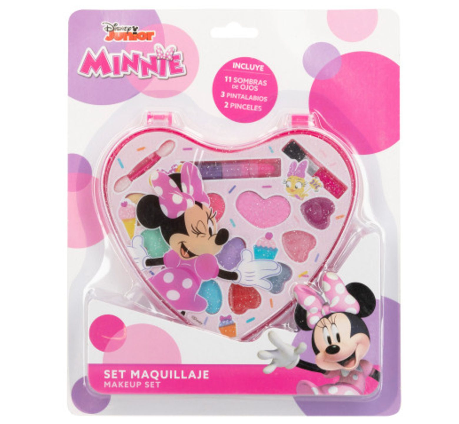 παιδική παλέτα make up της Minnie Mouse σε σχήμα καρδιάς από ασφαλή μη τοξικά συστατικά που αφαιρούνται εύκολα δερματολογικά ελεγμένα