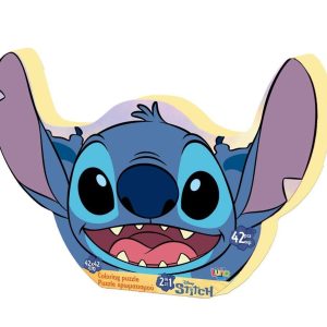 παζλ χρωματισμού Stitch 42 κομματιών μία πλευρά και από την άλλη την ασπρόμαυρη εκδοχή για να τη χρωματίσει όπως θέλει