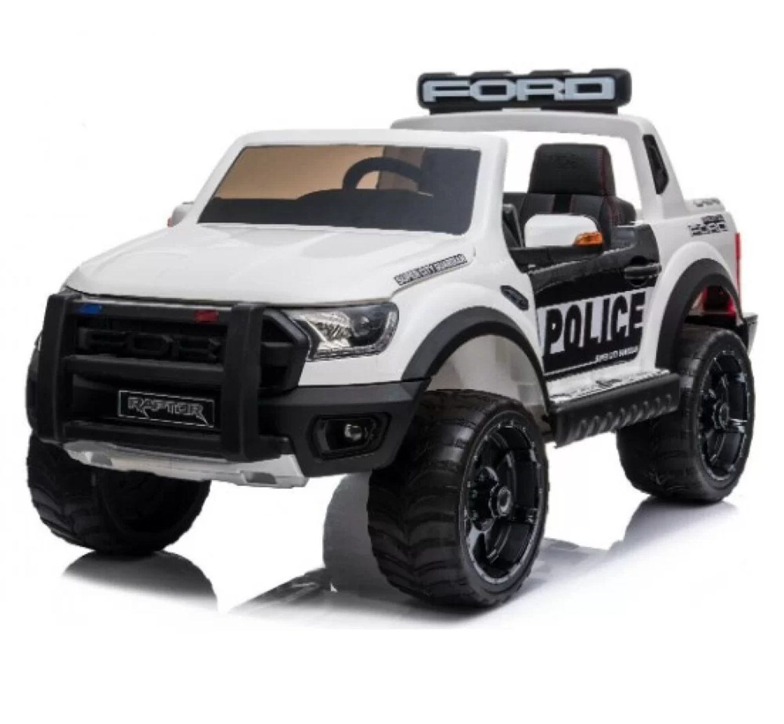 Ηλεκτροκίνητο τζιπ Ford Ranger Raptor Original License 12Volt περιπολικό αστυνομίας σε άσπρο χρώμα
