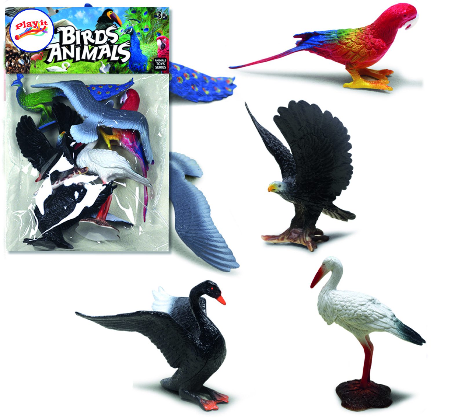 6 πουλιά πολύχρωμα πλαστικά σε σακούλα