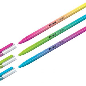 Στυλό Berlingo πολύχρωμο ball point με καπάκι, πάχος γραφής 0,7mm, χρώμα μελανιού μπλέ