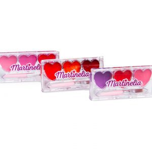 lip gloss καρδούλες της Martinelia, σε 3 χρωματικούς συνδυασμούς με πινελάκι