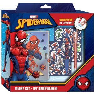 Ημερολόγιο Spiderman με κλειδαριά, μαγικό στυλό UV και 2 σελίδες αυτοκόλλητα