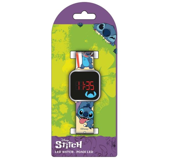 Ρολόι Led Disney με τoν Stitch ψηφιακή οθόνη LED που εμφανίζει την ώρα με φωτεινούς αριθμούς με λουρακι σιλικονης