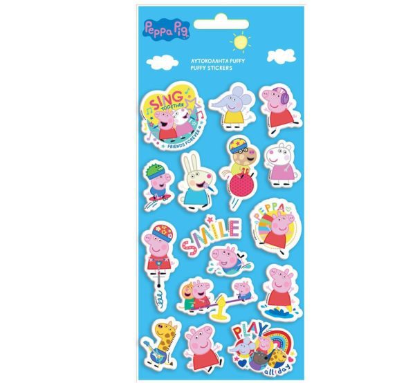 Αυτοκόλλητα puffy (φουσκωτά) με την  Peppa Pig διαστάσεων φύλλου 10Χ22 εκ.