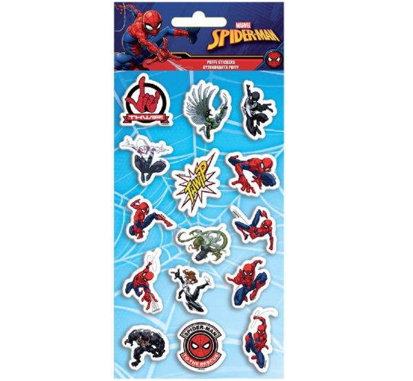 Αυτοκόλλητα puffy (φουσκωτά) με τον Spiderman διαστάσεων φύλλου 10Χ22 εκ
