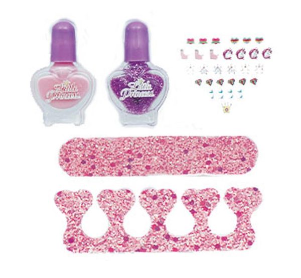 σετ περιποίησης νυχιών 2 βερνίκια νυχιών 1 glitter λίμα 1 glitter διαχωριστικό δακτύλων και sticker νυχιών