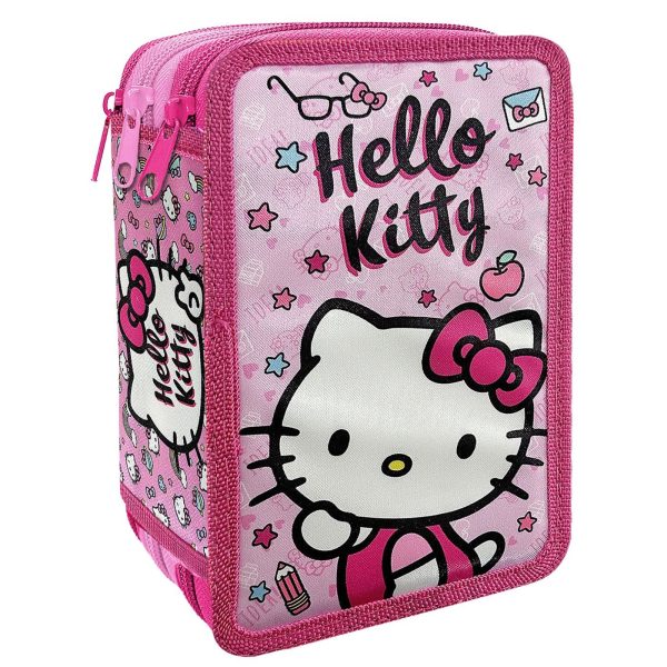 Κασετίνα με την Hello Kitty με 3 φερμουάρ γεμάτη