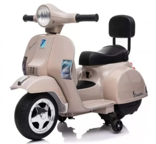 13008-μπεζ Ηλεκτροκίνητη μηχανή Vespa Licensed PX150 6Volt σε μπεζ χρώμα