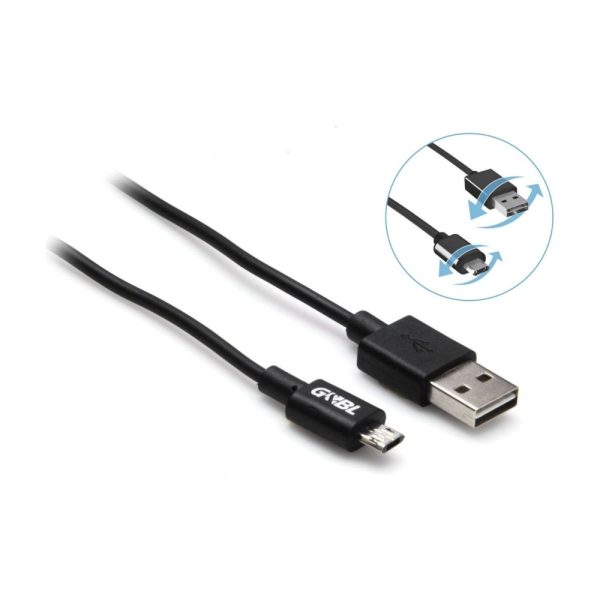 Reversible cable USB A m - Micro USB m black L. 1